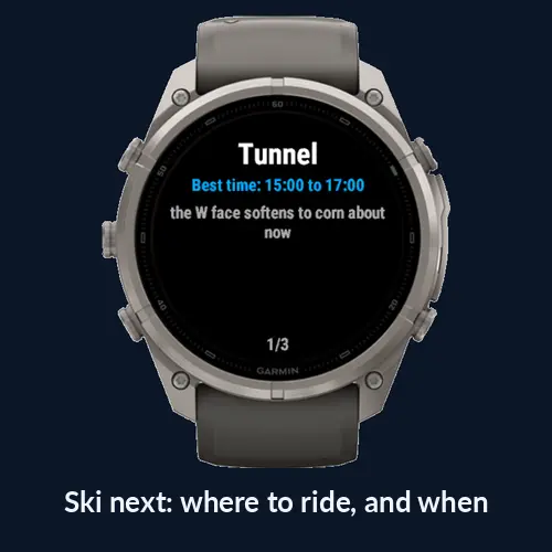 EM Snow on a Garmin watch: Ski next: where to ride, and when